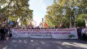 Manifestantes en Sevilla este sábado por la sanidad pública.