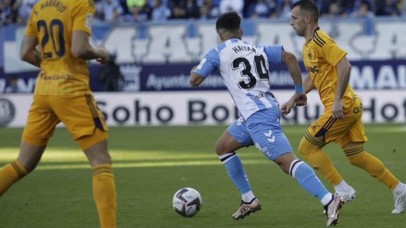 Haitam durante el partido Málaga vs. Ponferradina