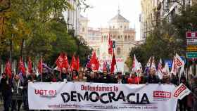 Manifestación de CCOO y UGT en defensa de la democracia en Valladolid