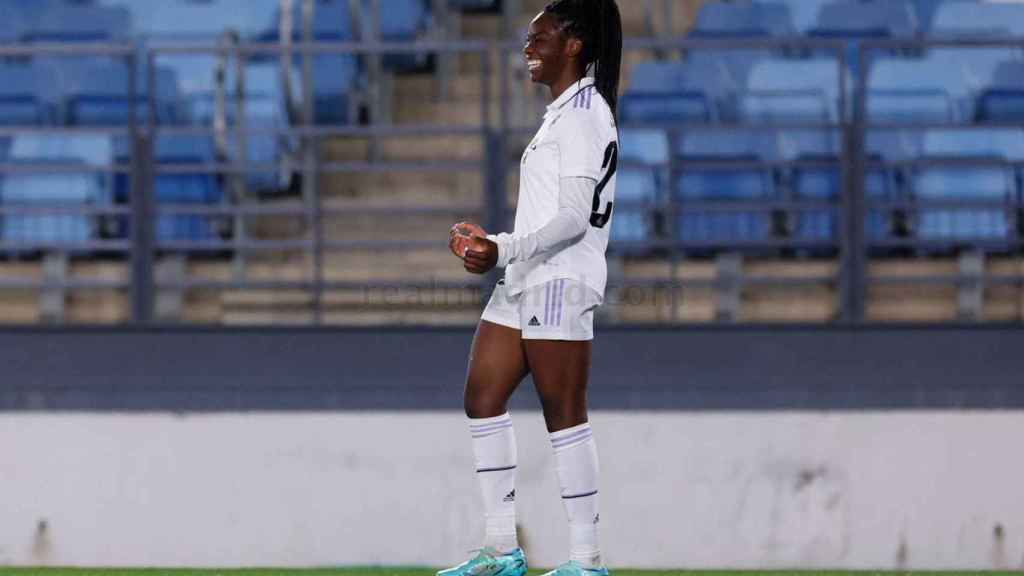 Naomie Feller, celebrando un gol con el Real Madrid Femenino en la Liga F 2022/2023