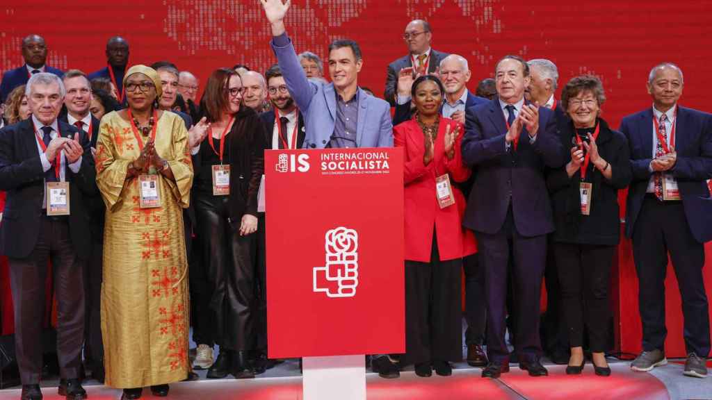El presidente de Gobierno y secretario general del PSOE, Pedro Sánchez, proclamado este domingo nuevo líder de la Internacional Socialista.