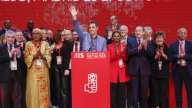 El presidente de Gobierno y secretario general del PSOE, Pedro Sánchez, proclamado este domingo nuevo líder de la Internacional Socialista.