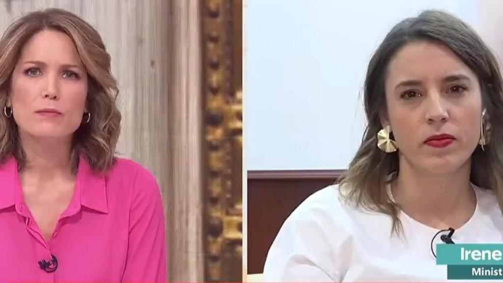 La ministra de Igualdad, Irene Montero, este lunes en una entrevista en TVE.