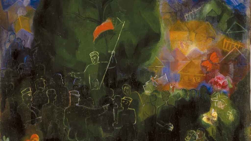 Detalle de 'El 1 de mayo' (1929), de Viktor Palmov.
