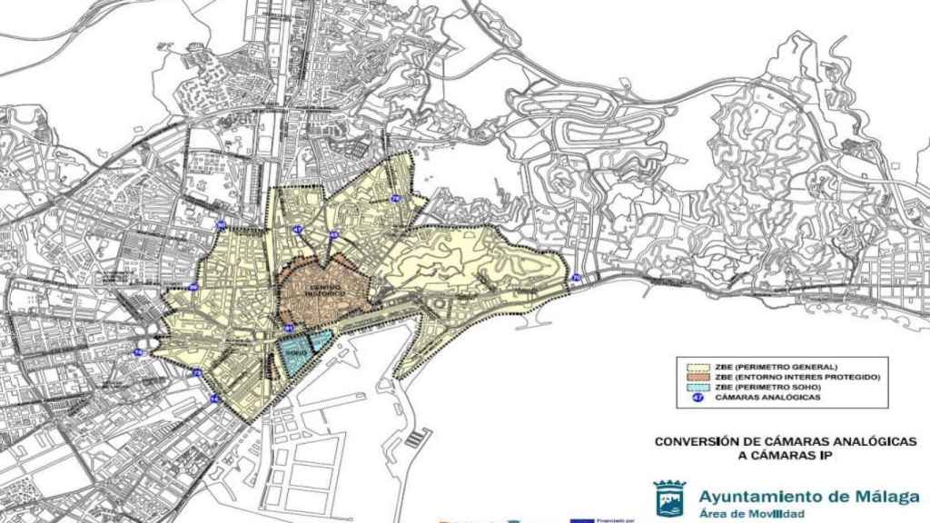 Mapa de la futura Zona de Bajas Emisiones diseñada por el Ayuntamiento de Málaga.
