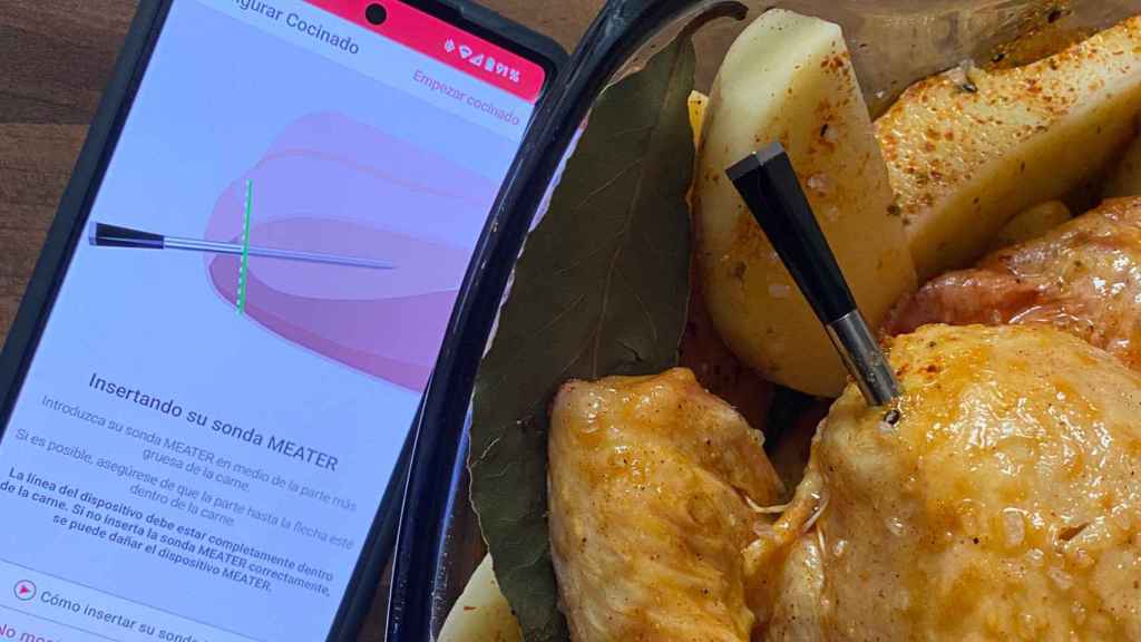 La app de Meater nos ayuda en todo el proceso de cocinado, incluso a insertar la sonda
