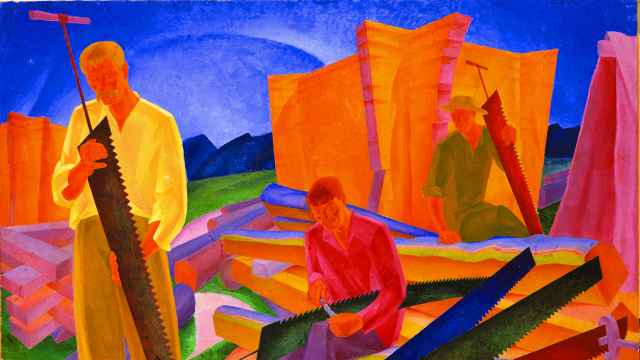 Oleksandr Bohomazov: 'Afilando las sierras', 1927