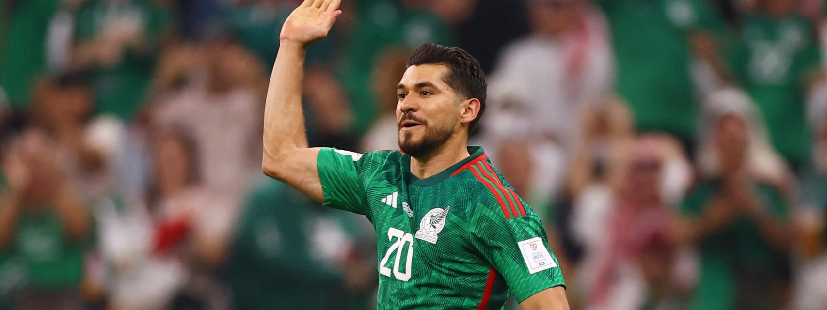 Henry Martín, celebrando su gol con la selección de México en el Mundial de Qatar 2022