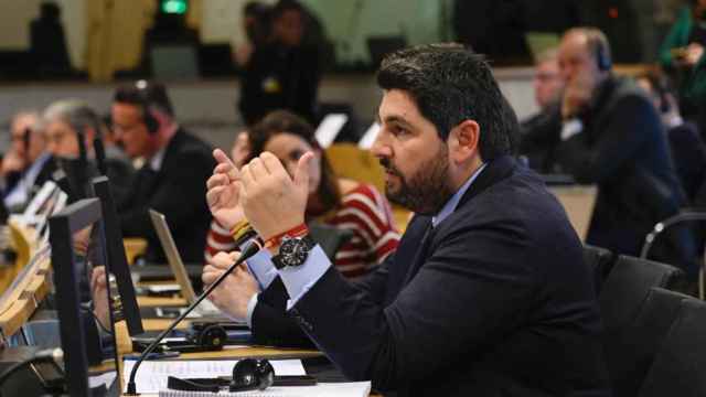 El presidente de Murcia, Fernando López Miras, este miércoles, en el Pleno del Comité de las Regiones de la UE.