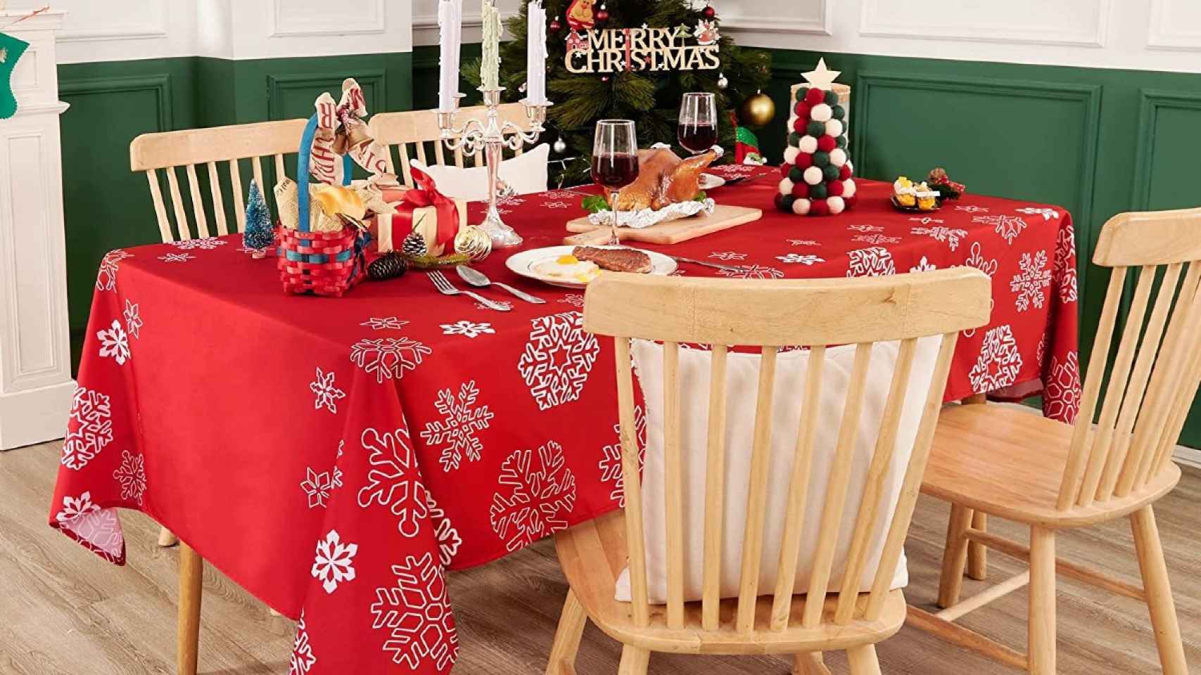 Los mejores manteles de Navidad decorar mesa rectangular