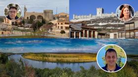 Nunilo Gato con Tiedra de fondo (arriba a la izquierda), Yolanda Burgoa con Peñafiel (arriba a la derecha) y Enrique Seoane con Castronuño (abajo)