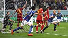Ao Tanaka celebra su gol a España (2-1) en el Mundial