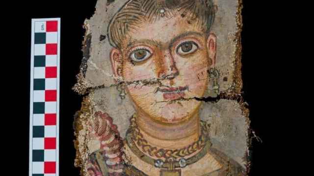 Detalle de uno de los nuevos retratos del El Fayum. Foto: Ministerio de Turismo y Antigüedades de Egipto