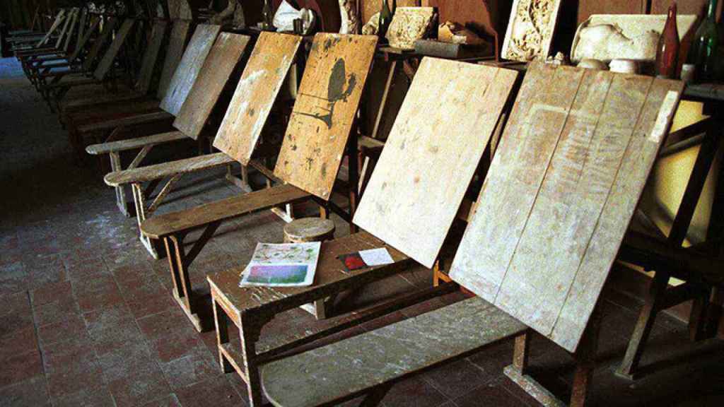 Pizarrines conservados en la antigua Aula Picasso, situada en la sede del Ateneo de Málaga.