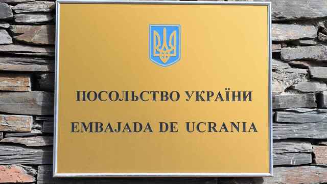 Exterior del embajada de Ucrania en Madrid.
