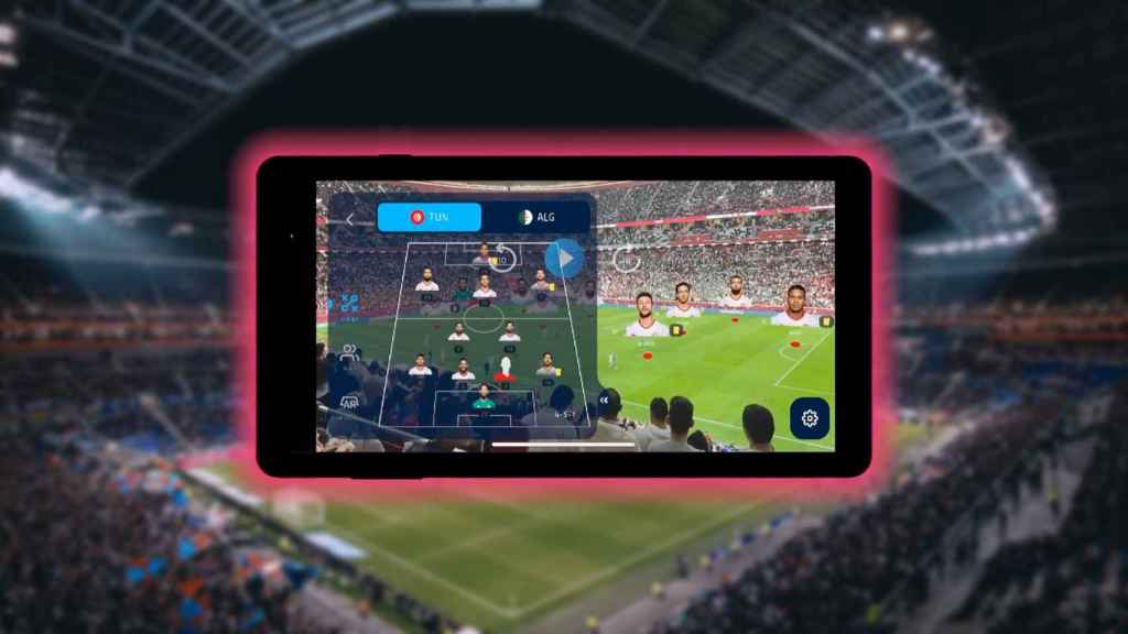 Estadio de fútbol en un fotomontaje con la aplicación.