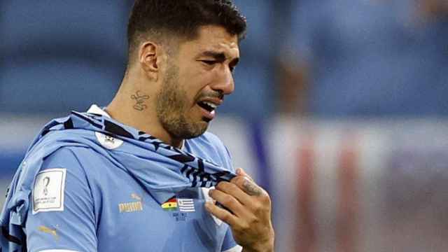 Luis Suárez llora tras la eliminación de Uruguay en el Mundial de Qatar 2022.