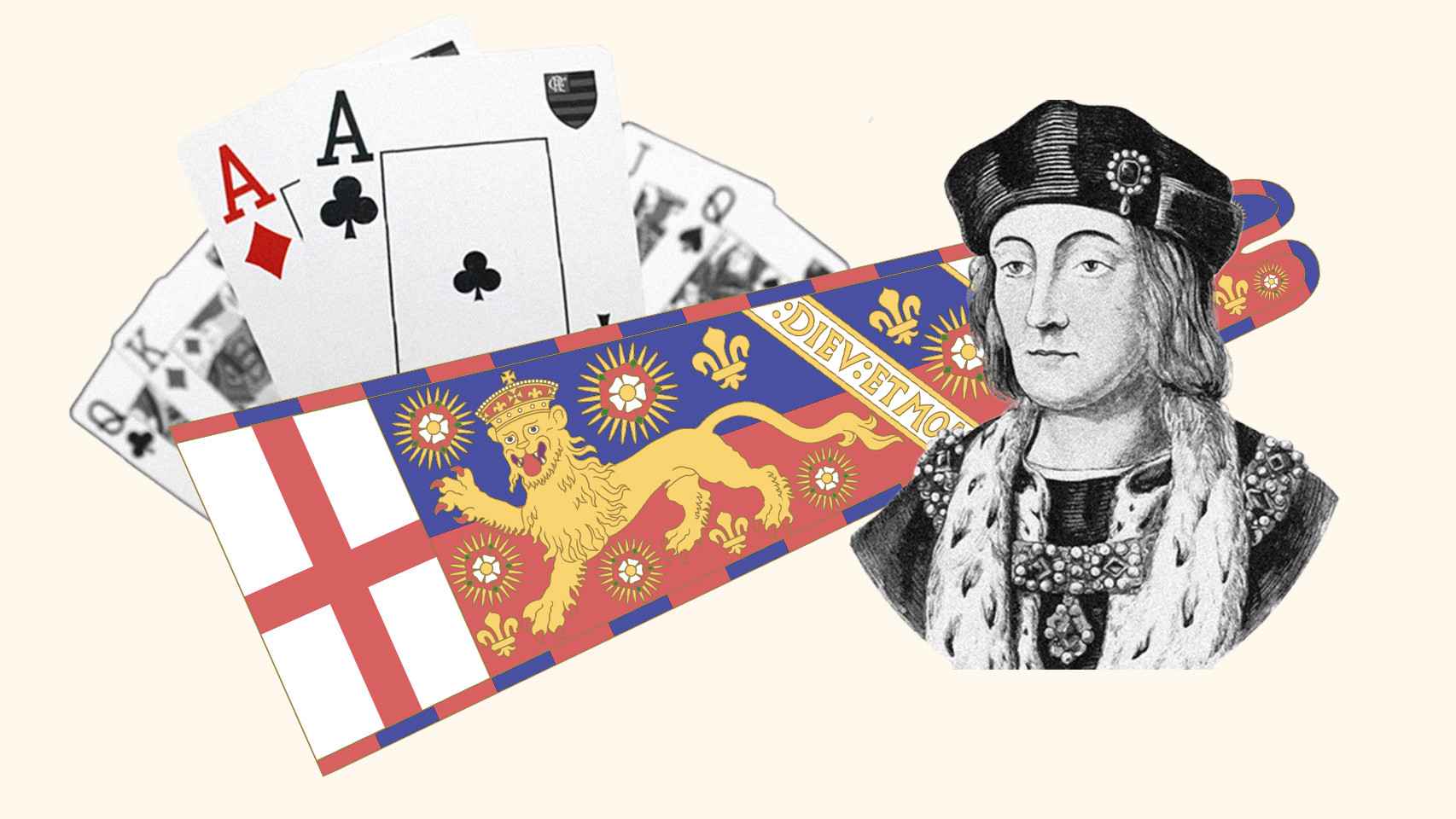 Enrique VII, el estandarte de Inglaterra en el siglo VI y una mano de póker.