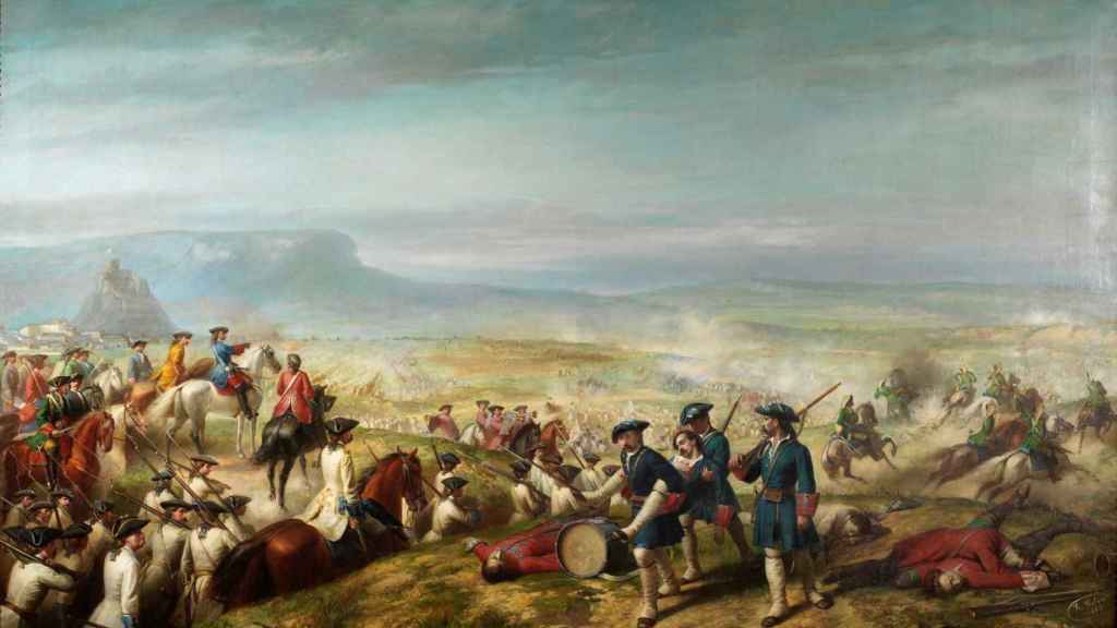 Otra recreación de la batalla de Almansa pintada por Ricardo Balaca y Orejas.