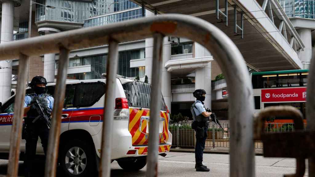 Una patrulla de la Policía de China en Hong Kong.