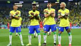 Celebración de los jugadores brasileños.