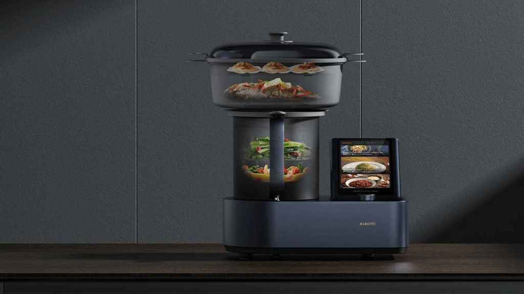 El robot de cocina de Xiaomi permite usar una vaporera y un cestillo junto con la olla