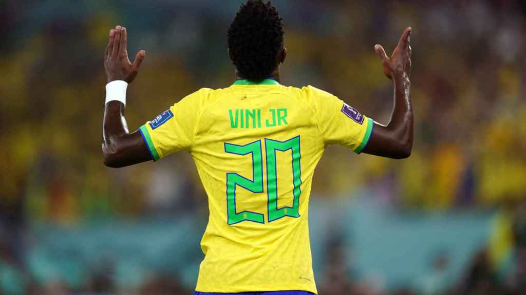 Vinicius Júnior, celebrando un gol con la selección de Brasil en el Mundial de Qatar 2022