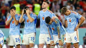 La selección española se lamenta tras caer eliminada del Mundial en la tanda de penaltis ante Marruecos