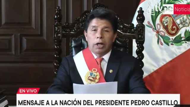 El presidente de Perú, Pedro Castillo, durante su discurso a la nación.