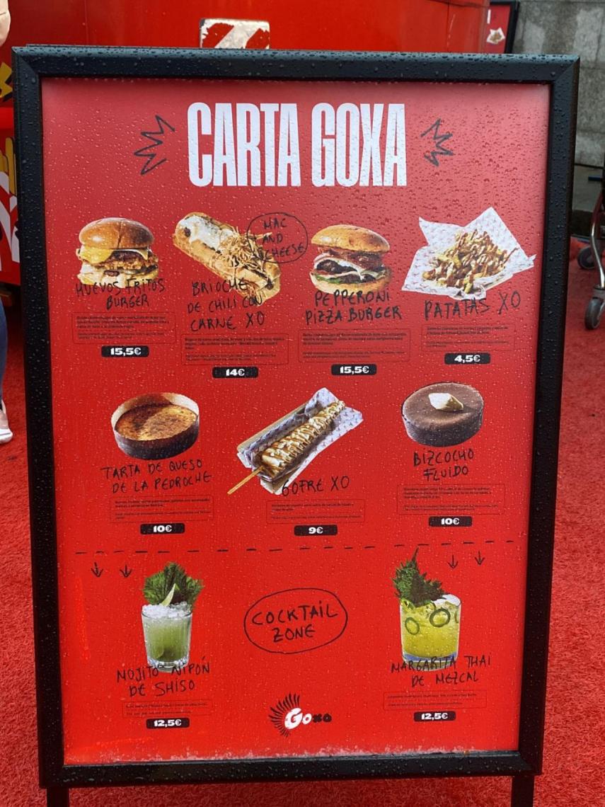 La carta del 'food truck' de Dabiz Muñoz de Nuevos Ministerios.