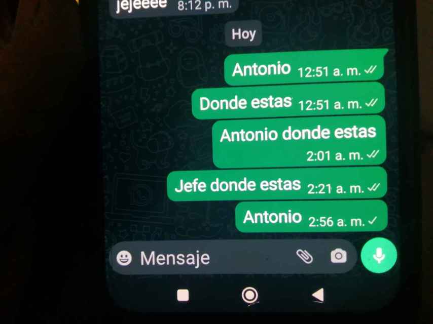 Mensajes sin contestar que Fran Moreno envió a su amigo Antonio, desaparecido con su nieto.