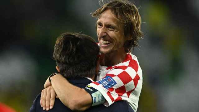 Luka Modric celebra el pase a las semifinales tras eliminar a Brasil.