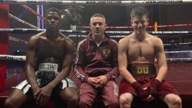 El campeón de España de boxeo Damián Biacho, el exboxeador y entrenador Iván Ruiz y el actor Miguel Bernardeau.