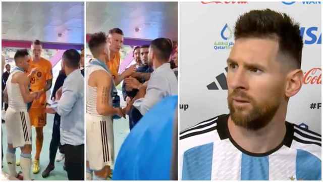 La otra cara del qué miras bobo de Messi: el neerlandés Weghorst fue interceptado por Agüero