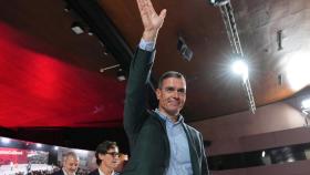 Pedro Sánchez, en un acto en Cataluña, durante la presentación de Collboni como candidato.