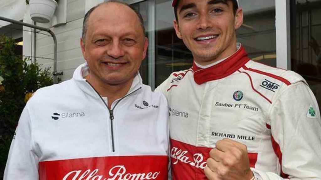 Fred Vasseur y Charles Leclerc, en Alfa Romeo en 2018