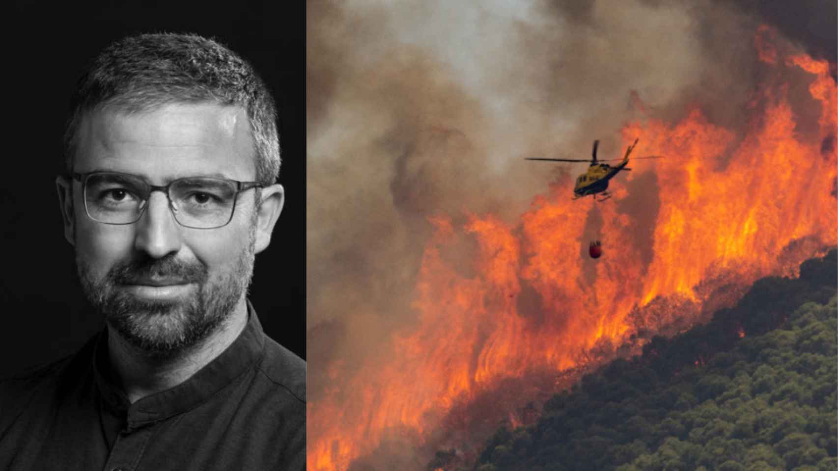 El fotógrafo Daniel Pérez, Premio Andalucía de Periodismo con una imagen del incendio de la Sierra de Mijas, el pasado mes de julio.