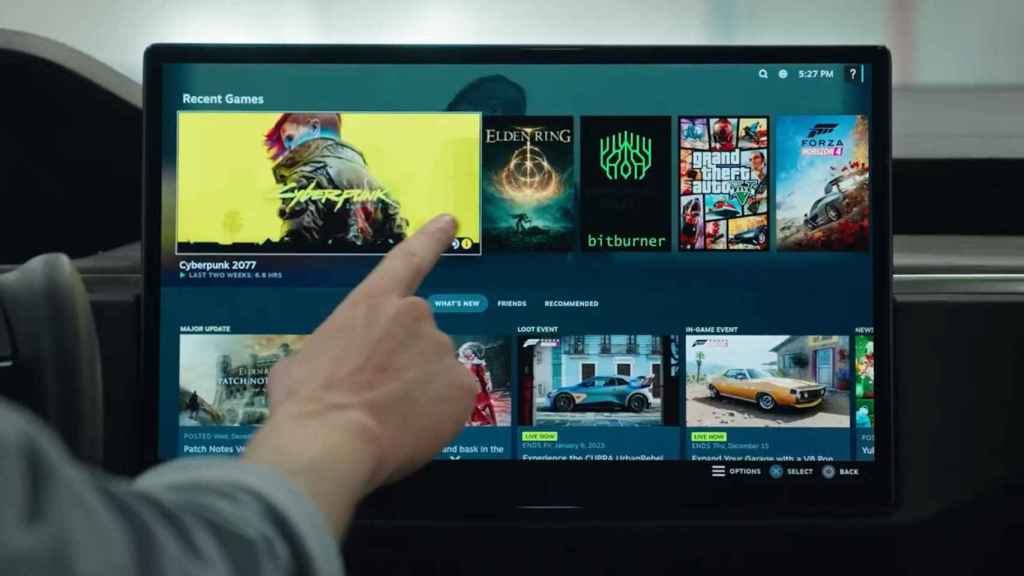 We can use Steam and select games on the Tesla screen