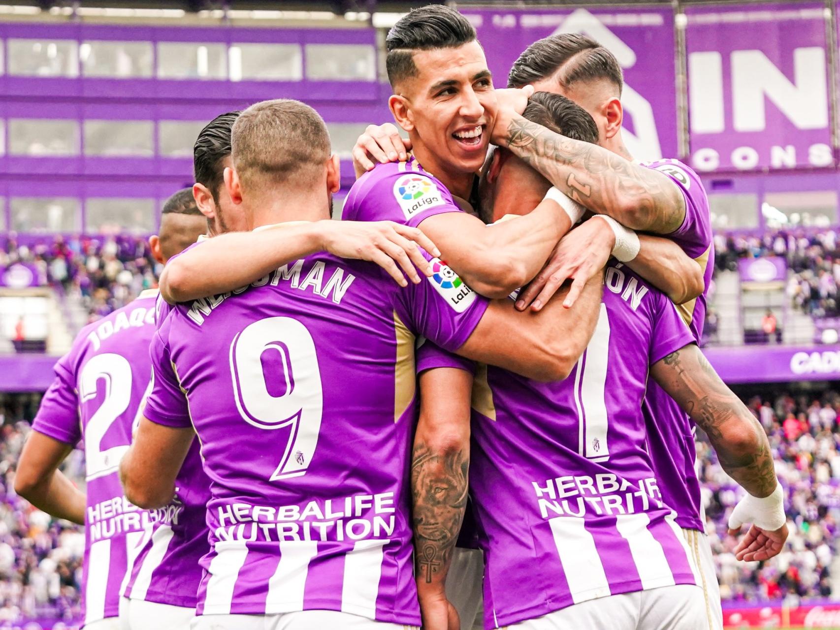 El Real Valladolid celebrando un gol esta temporada