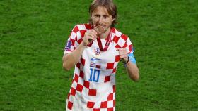 Luka Modric celebra el tercer puesto de Croacia.