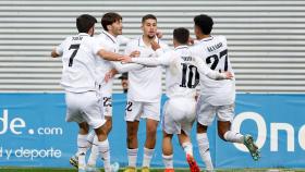 Celebración del gol de Óscar Aranda contra el Fuenlabrada