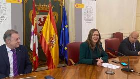 La delegada del Gobierno en Castilla y León, Virginia Barcones, durante su rueda de prensa de este miércoles en León.