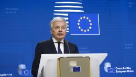 El comisario de Justicia, el liberal belga Didier Reynders, durante una rueda de prensa