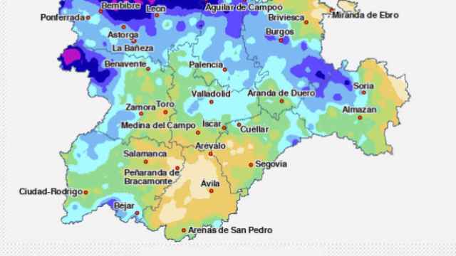 El tiempo para la víspera de Nochebuena en Castilla y León. Mapa: AEMET