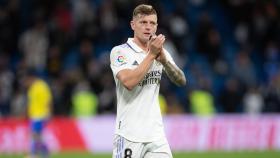 Toni Kroos durante un partido del Real Madrid en el Santiago Bernabéu