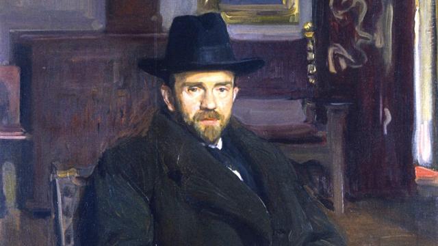 Detalle de un retrato de Pío Baroja pintado por Joaquín Sorolla que se encuentra en la Hispanic Society of America