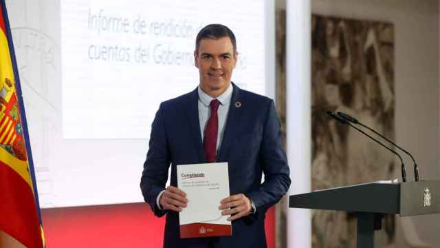 Pedro Sánchez durante la presentación del 'Informe de rendición de cuentas correspondiente a 2022'