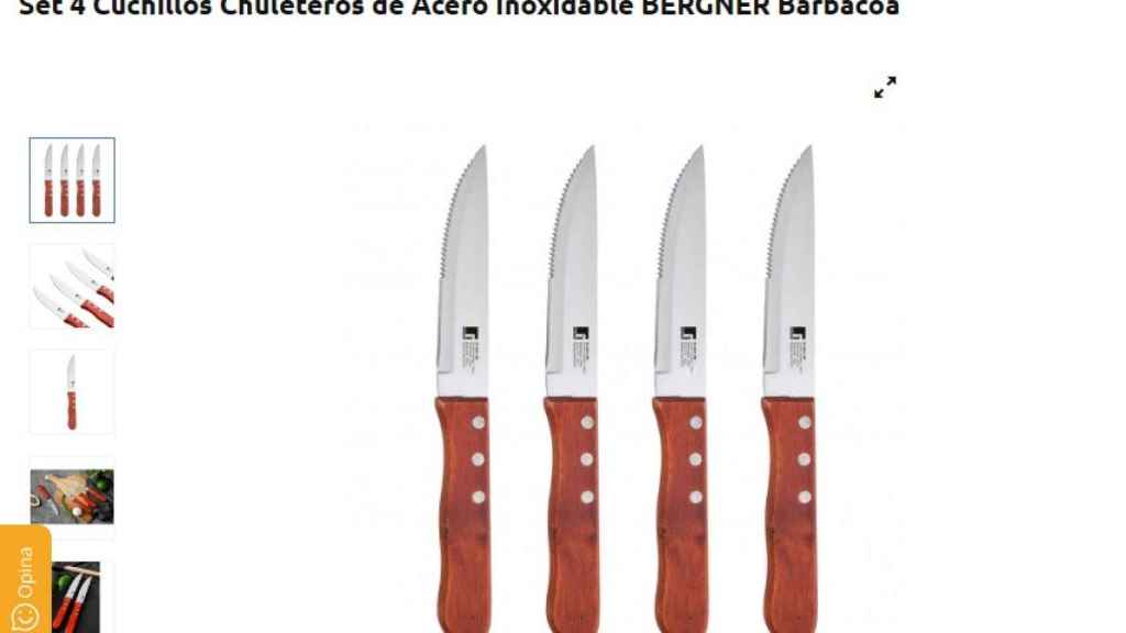 Set de cuatro cuchillos.