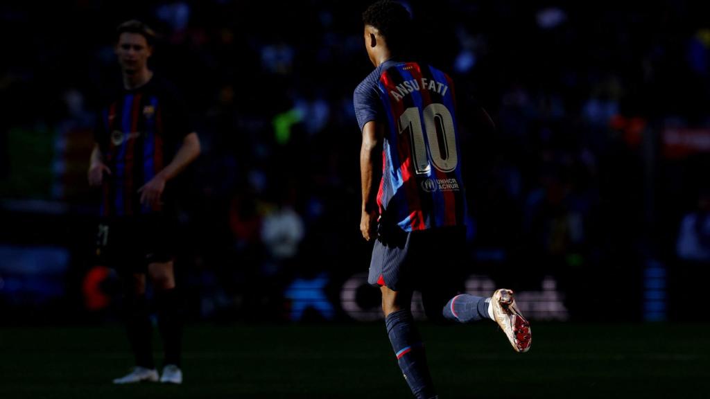 Ansu Fati, en el partido ante el Espanyol.