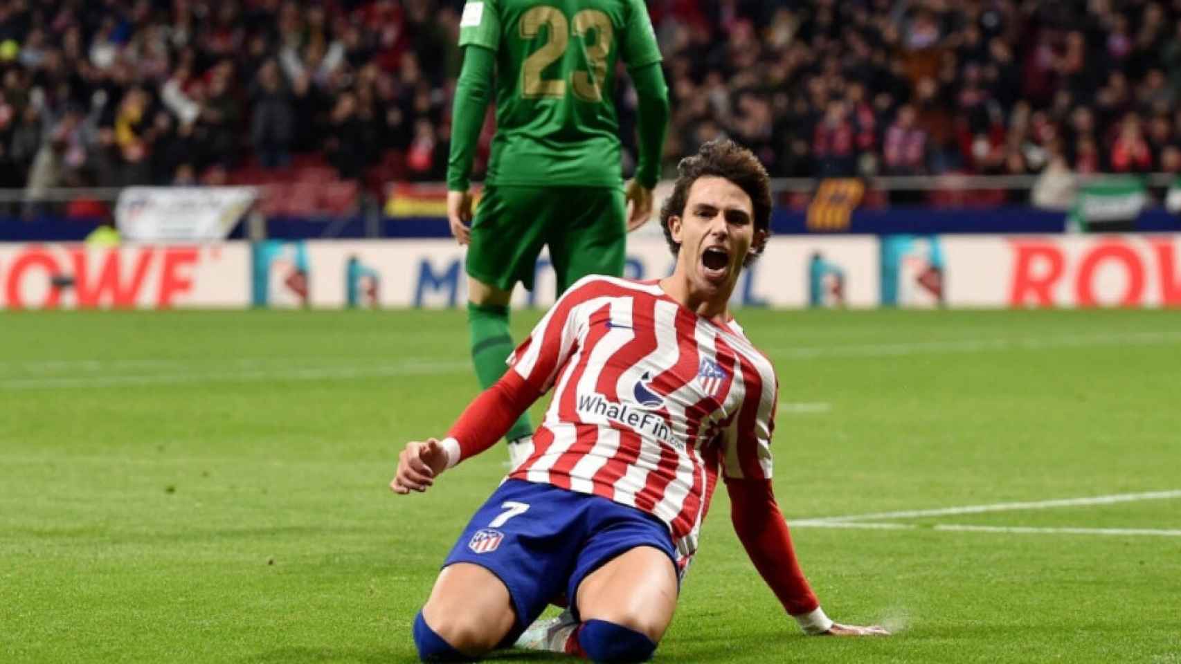 Joao Félix celebra un gol con el Atlético de Madrid.